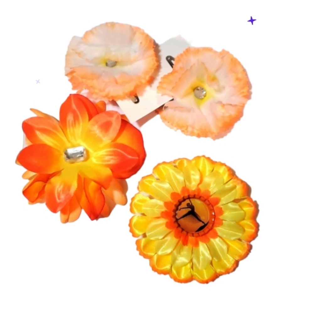 Handmade Hair Flower barrettes ballet yellow orange new